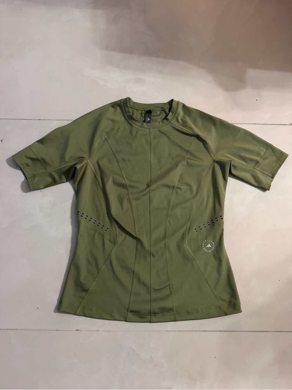 Adidas by Stella McCartney Olive Green Short Sleeve Performance Tee